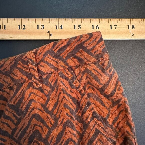 Garnet Hill Rust Colored Chevron Print Linen Pants, Wide Leg, Mid Rise, Size 12 - Picture 6 of 9